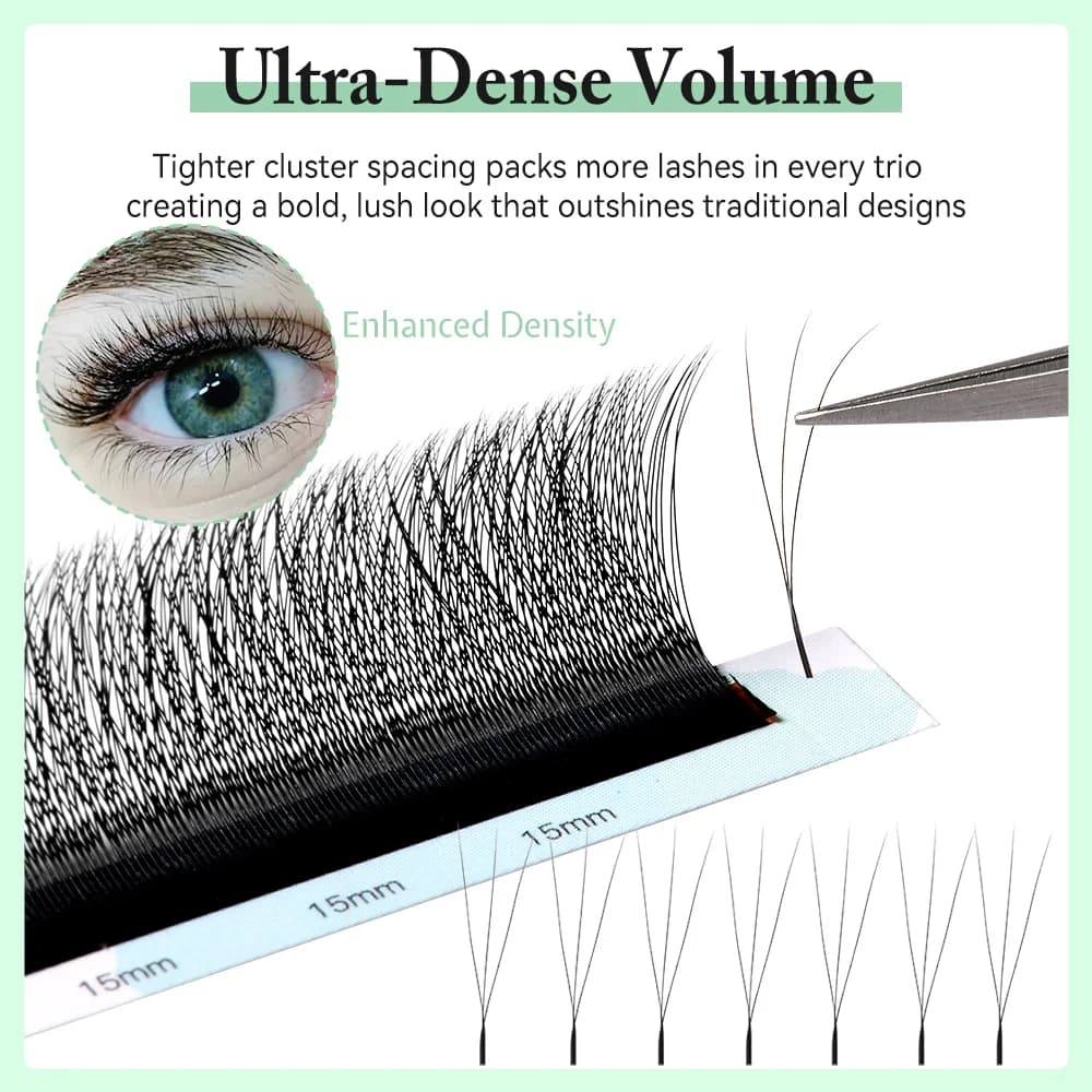 Kapeat 3D W-muotoiset valmiit volume-ripsien jatkeet