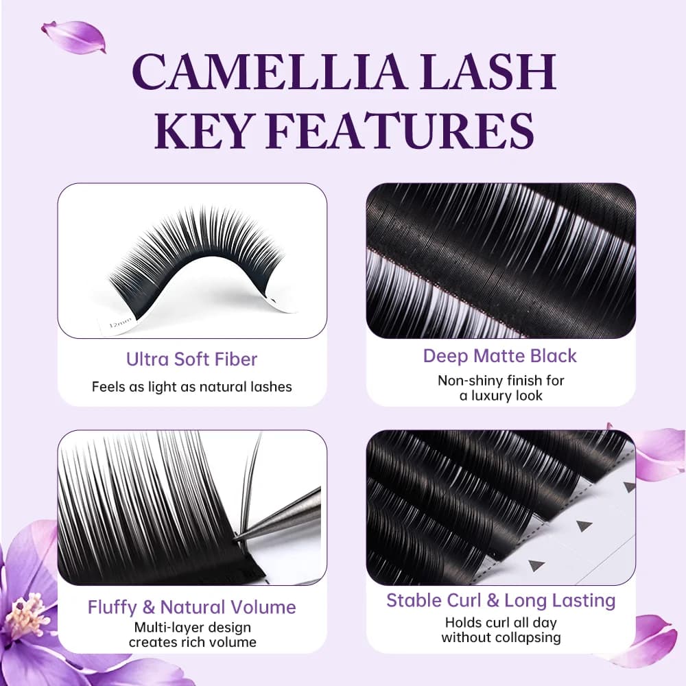 Camellia Volume -ripsiliitteet, pehmeät ja luonnolliset